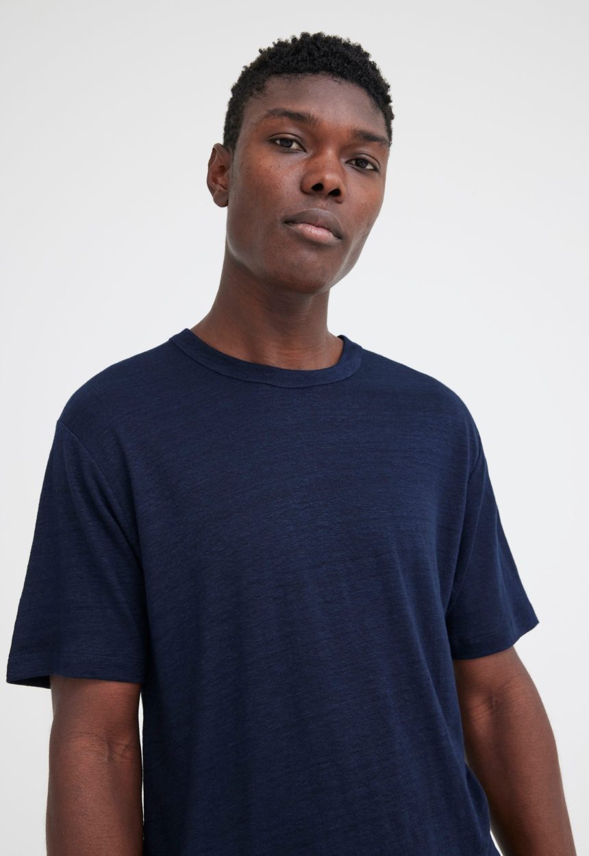 Jac + Jack Line Linen Tee - Darkest Navy